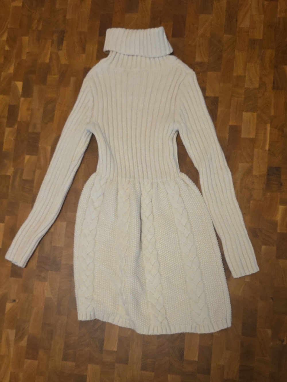 Rachel Zoe Cream Cable-Knit Turtleneck Sweater Dress